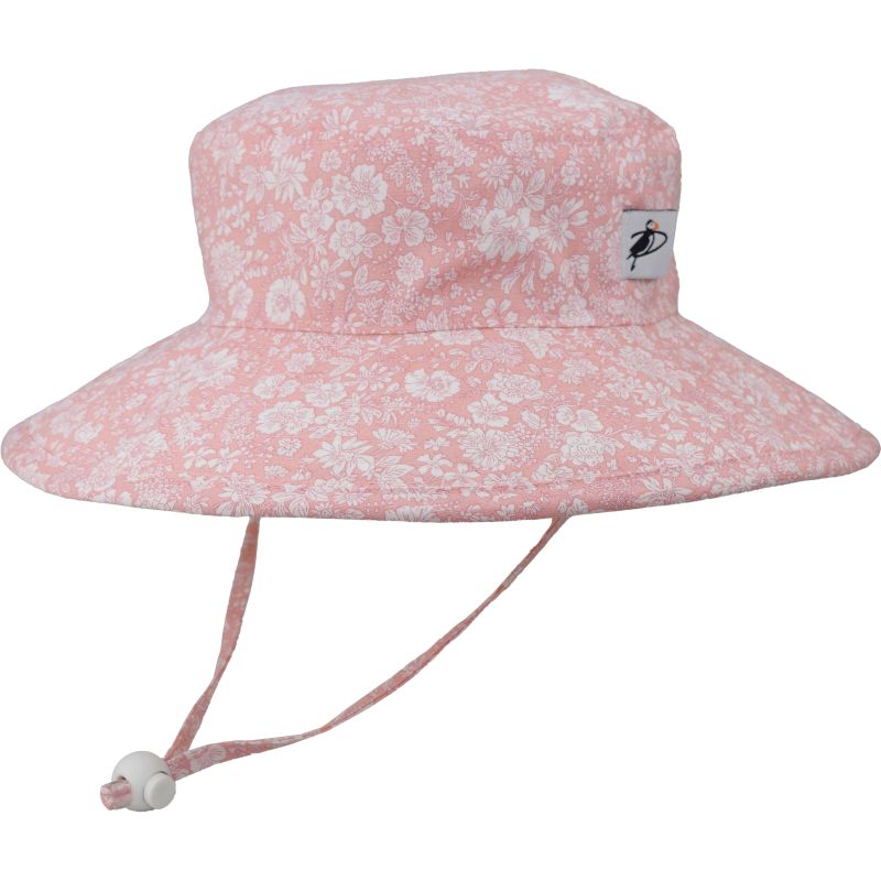 Puffin Gear Child UPF50 Sun Protection Wide Brim Sunbaby Hat-Liberty of London Emily Belle Pink Floral Print Hat