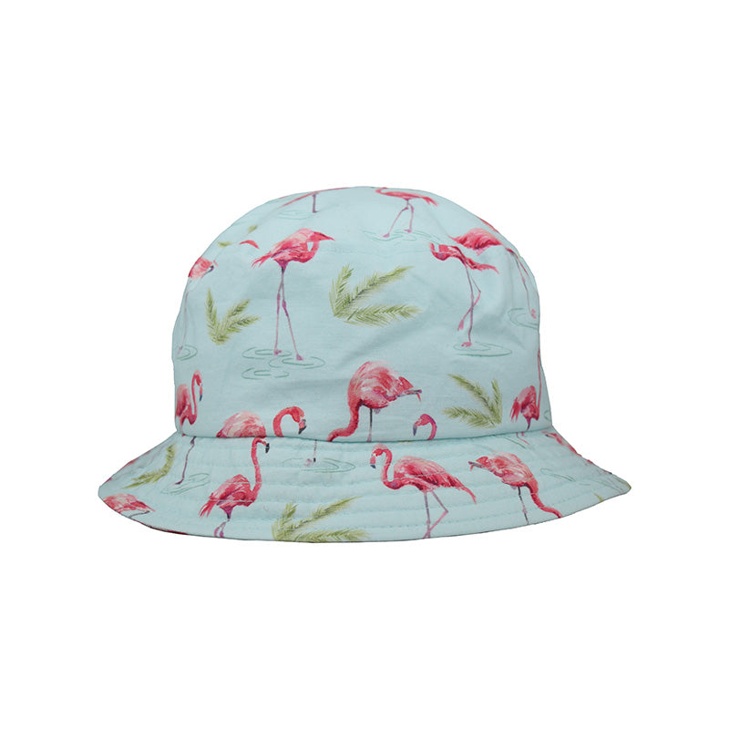 Flamingo Print Cotton Bucket Hat - UPF50 Sun Protection Hat-Made in Canada by Puffin Gear