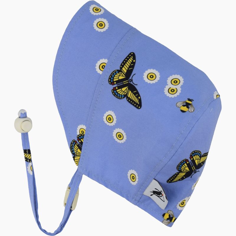 Puffin Gear Organic Cotton Infant and Toddler UPF50 Sun Protection Bonnet-Made in Canada-Secret Garden Butterfly