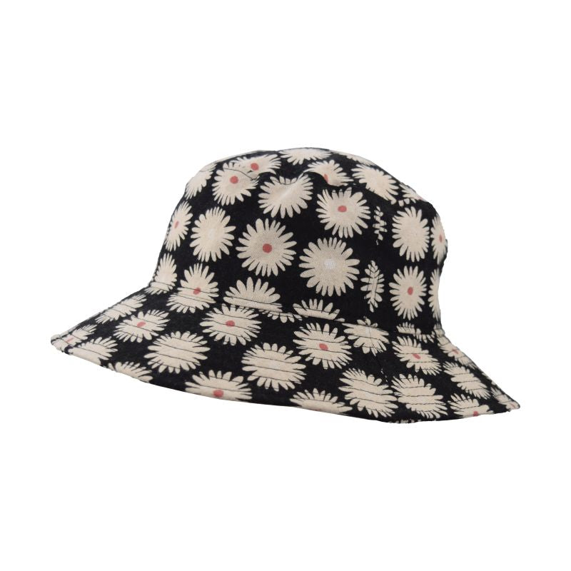 Puffin Gear Linen Canvas UPF50+ Sun Protection Crusher Hat-Made in Canada- Black Daisy Power