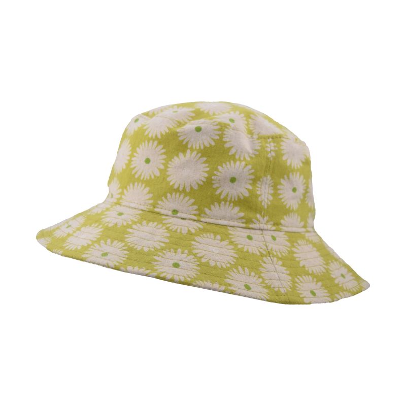 Puffin Gear Linen Canvas UPF50+ Sun Protection Crusher Hat-Made in Canada-daisy Power in Lime