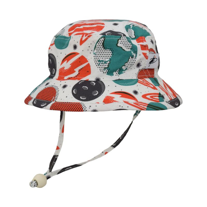 Puffin Gear UPF50+ Sun Protection Organic Cotton Child Camp Hat-Made in Canada-Space Age Planets