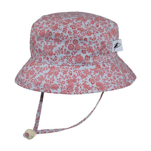 liberty of london trellis print in red and denim-kids sun hat