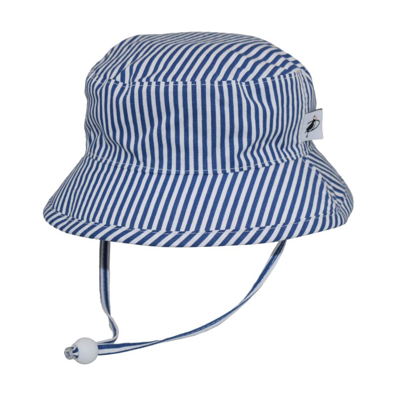Puffin Gear Child UPF50+ Sun Protection Camp Bucket Hat-Made in Canada-Natty Blue Stripe