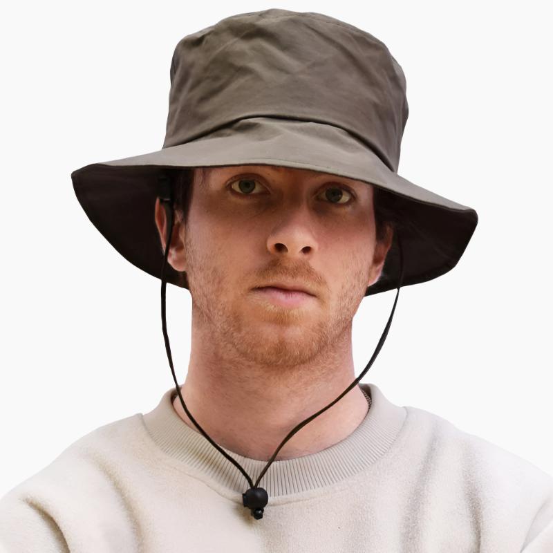 Puffin Gear Dry Oilskin Rain Hats with Wind Lanyard-Organic Cotton-Made in Canada-Olive