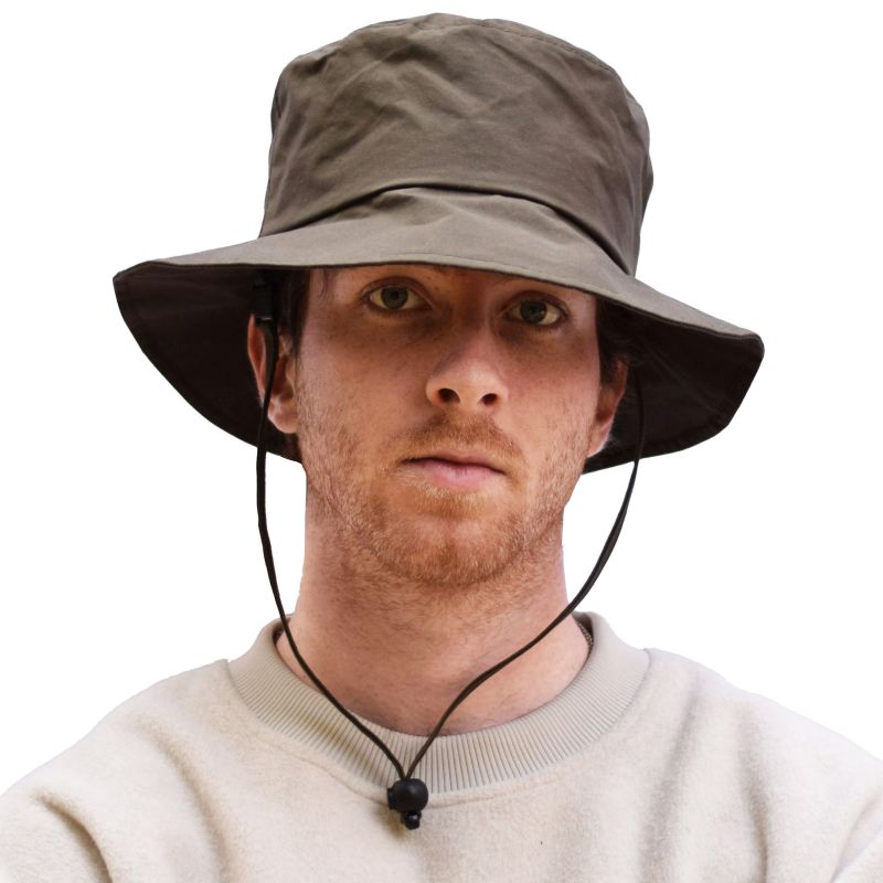 Puffin Gear Dry Oilskin Rain Hats with Wind Lanyard-Organic Cotton-Made in Canada-Olive