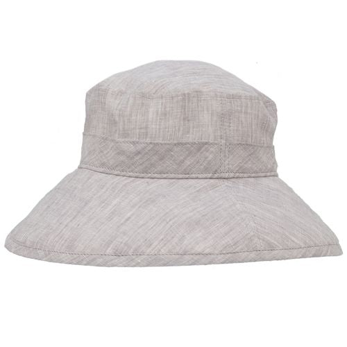 Linen chambray wide brim garden hat-upf50 sun protection-grey hat-made in canada