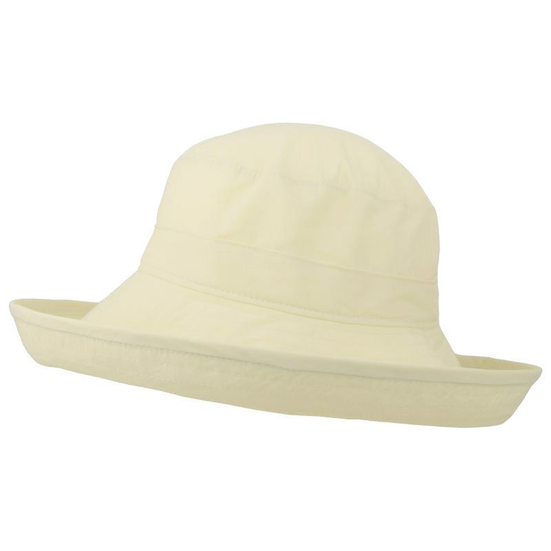 Puffin Gear&#39;s 4.5 inch wide brim classic hat in light weight solar nylon that dries quick and provides upf50+ excellent sun protection. made in canada by puffin gear - vanilla