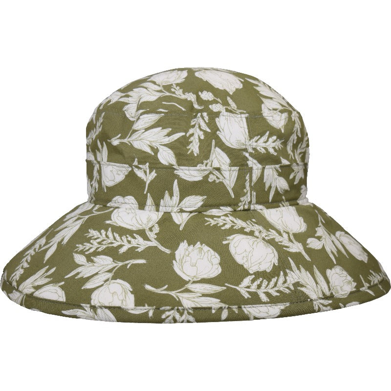 Cotton Print  Wide Brim Garden Hat with UPF50+ Excellent Sun Protection-Rose Garden Print-Made in Canada  by Puffin Gear-Rose Print Hat