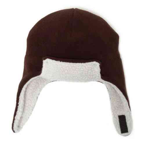 Puffin Gear Polartec Classic 200 Series Fleece Rolled Brim Kids Aviator Hat with Chin Wrap Closure-Made in Canada-Cocoa