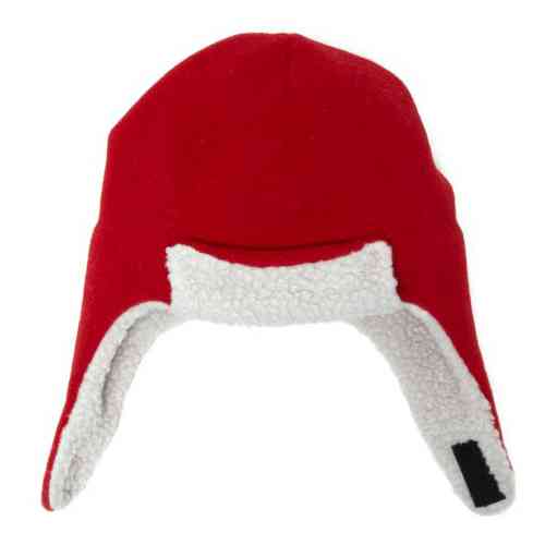 Puffin Gear Polartec Classic 200 Series Fleece Rolled Brim Kids Aviator Hat with Chin Wrap Closure-Made in Canada-Red