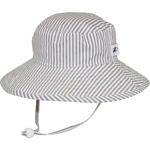 Puffin Gear Child UPF50 Sun Protection Wide Brim Sunbaby Hat-Grey Stripe