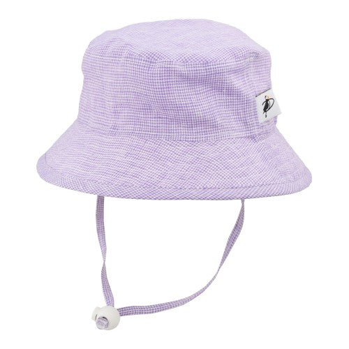 Puffin Gear Summer Day Linen UPF50+ Sun Protection Child Camp Hat-Lavender Check