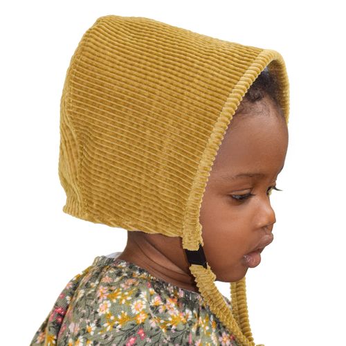 Puffin Gear Toddler Fall Corduroy Bonnet with fleece lining-Made in Canada-Mustard