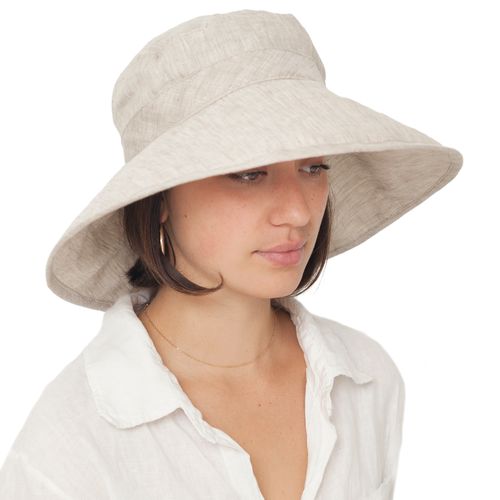 Puffin Gear Linen Chambray UPF50+ Sun Protection Wide Brim Classic Hat-Made in Canada-Natural
