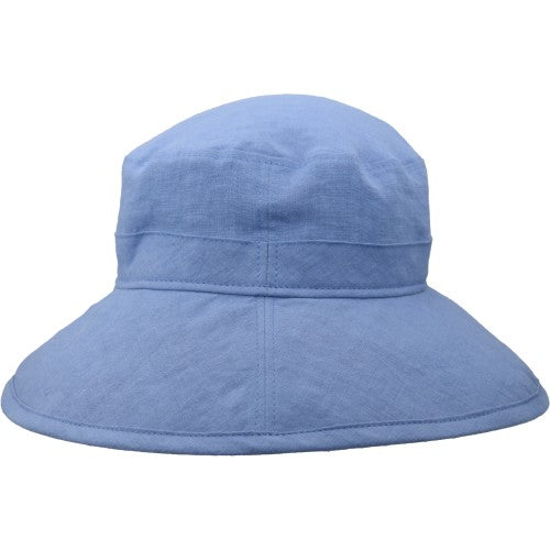 Patio Linen Wide Brim Garden Hat with 4 inch brim and UPF50+ sun protection rating-made in canada by puffin gear-colour-denim