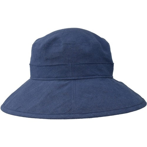 Patio Linen Wide Brim Garden Hat with 4 inch brim and UPF50+ sun protection rating-made in canada by puffin gear-colour-marine blue-navy