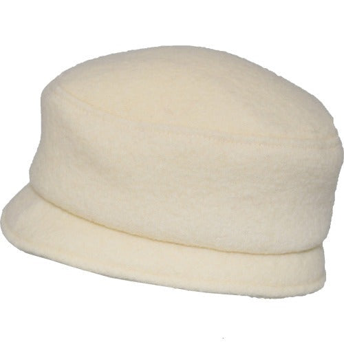 Boiled Wool Winter Pillbox Hat-Warm, Cozy-Made in Canada by Puffin Gear-Vanilla-Winter White