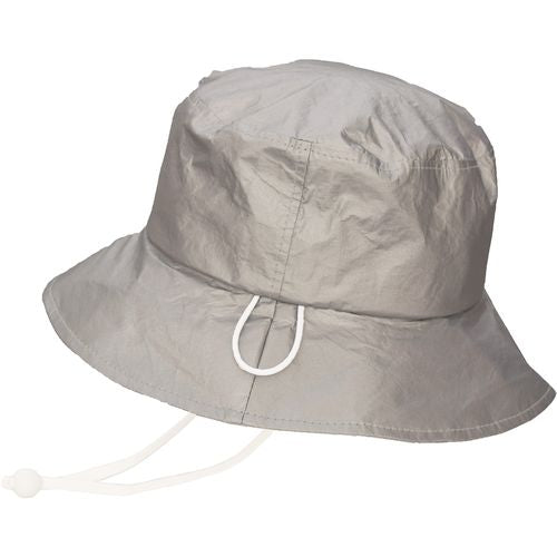 Puffin Gear Tyvek Rain Hat with Wind Chin Tie Cordlock and Safety Breakaway Clip - Made in Canada - Silver Grey