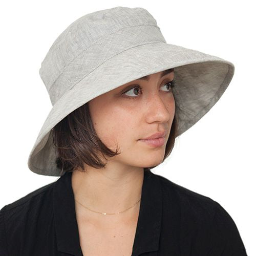 Linen Chambray Wide Brim Garden Hat, UPF50