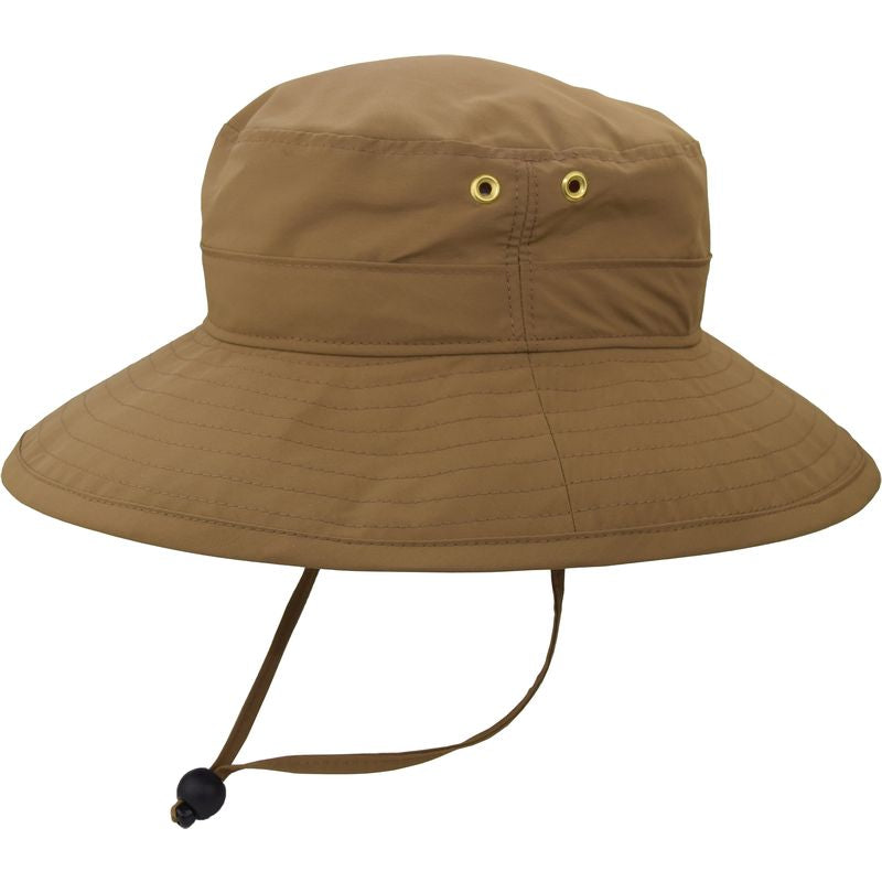 Solar Nylon Hiking Hat with UPF50 Excellent Sun Protection Rating-Wind Lanyard with cordlock and break away clip, quick dry, lightweight, packs flat-made in Canada by Puffin Gear-Coyote Brown