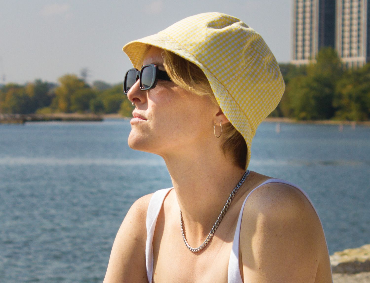 Yellow Check Bucket Hat-UPF50 Sun Protection Hat-Made in Canada by Puffin Gear-Beach Hat