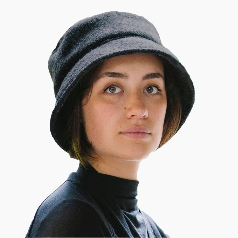 Warm winter boiled wool hat with polartec fleece ear snug-made in canada by puffin gear- grey hat