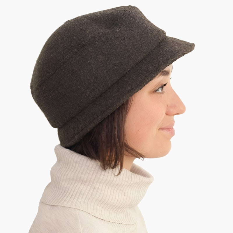 Boiled Wool Brimmed Pillbox Hat-Warm winter hat-made in Canada by Puffin Gear