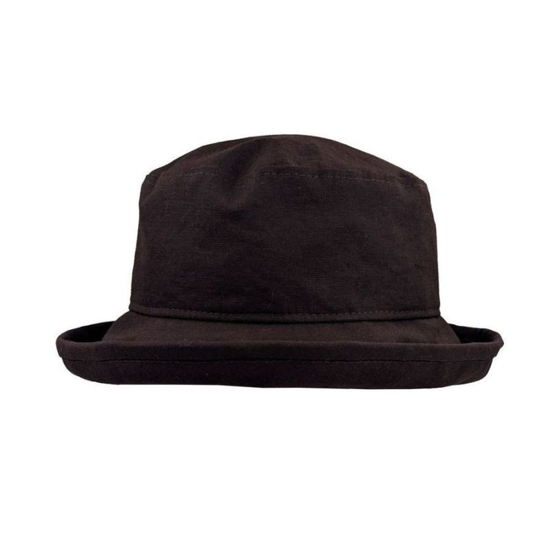 Brown linen sun hat - upf50