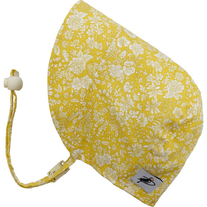 Liberty of London Print Infant and Toddler UPF50 Sun Protection Bonnet-Made in Canada-Liberty of London  Emily Belle-Yellow Floral Print
