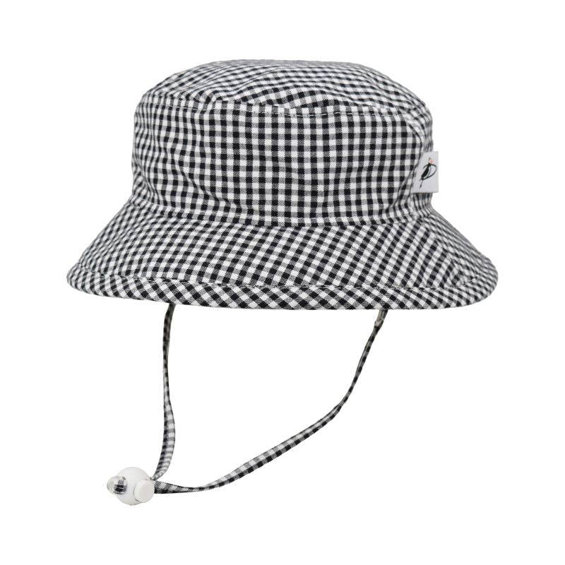 Puffin Gear Child UPF50+ Sun Protection Black Check Bucket Hat-Made in Canada-
