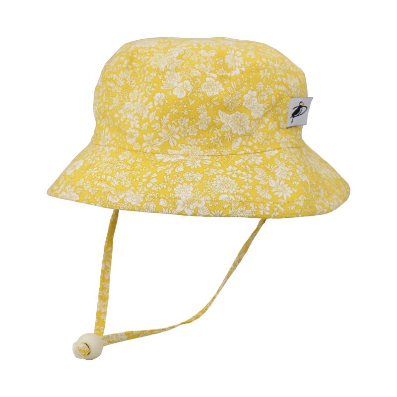 Puffin Gear Child UPF50+ Sun Protection Camp Bucket Hat-Made in Canada-Liberty of London-Emily Belle-Sunshine Yellow Floral