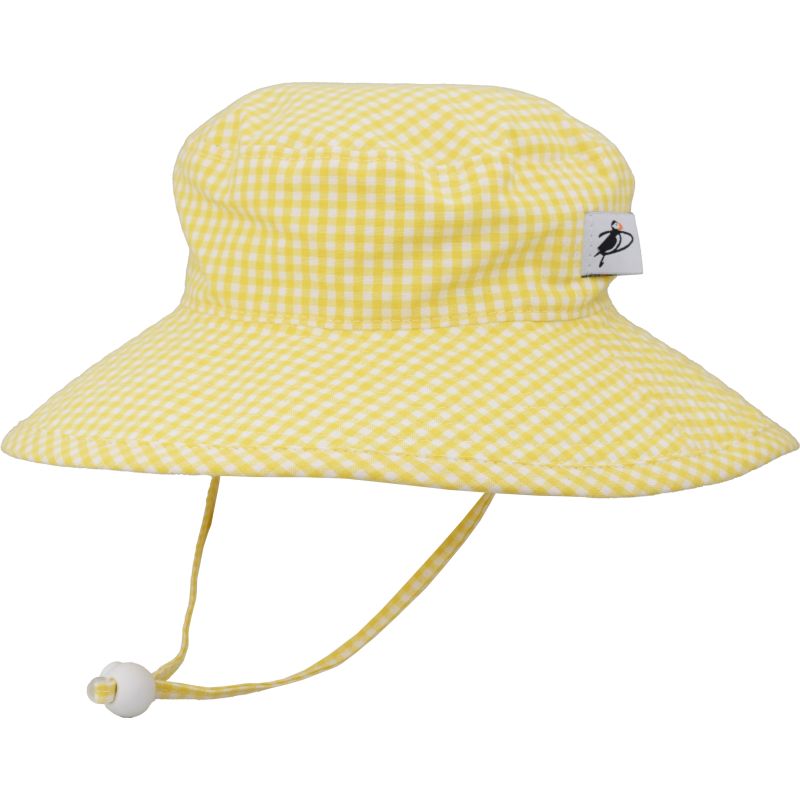 Puffin Gear Child UPF50 Sun Protection Wide Brim Sunbaby Hat-Yellow Check