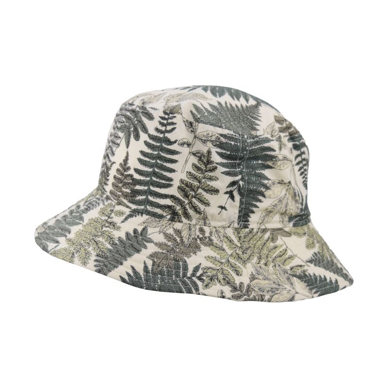 Cotton Print Crusher Sun Hat rated UPF50+ Sun Protection-Blocks at least 98% broad spectrum Harmful UVA and UVB radiation-Made in Canada by Puffin Gear-Travel Hat-Beach Hat-Fern Print Cotton Sun Hat