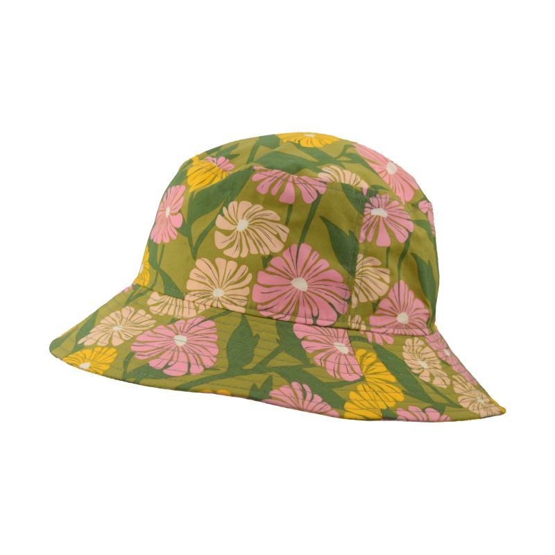 Cotton Print Crusher Sun Hat rated UPF50+ Sun Protection-Blocks at least 98% broad spectrum Harmful UVA and UVB radiation-Made in Canada by Puffin Gear-Travel Hat-Beach Hat-Garden Bloom Print Hat
