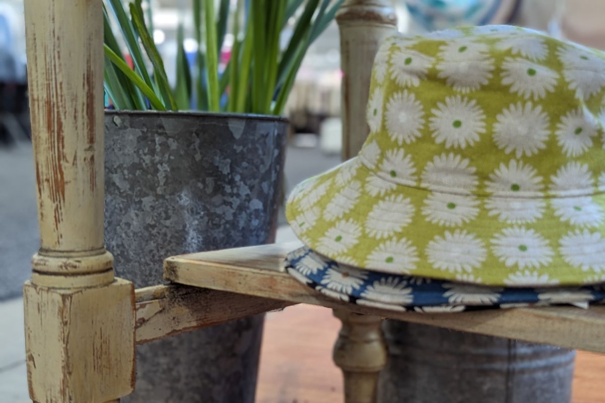 Daisy Power Print Linen Canvas Crushers in Vivid Colours-UPF50+ Excellent Sun Protection-made in Canada by Puffin Gear