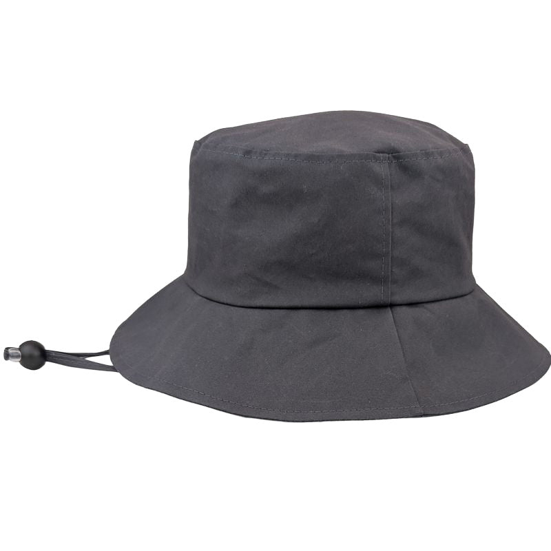 dry oilskin rain hat with wind lanyard-grey-made in canada