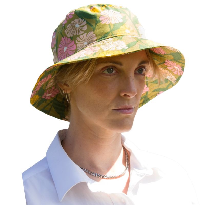 Cotton Print Crusher Sun Hat rated UPF50+ Sun Protection-Blocks at least 98% broad spectrum Harmful UVA and UVB radiation-Made in Canada by Puffin Gear-Travel Hat-Beach Hat-Modern Garden Bloom Cotton Print Hat
