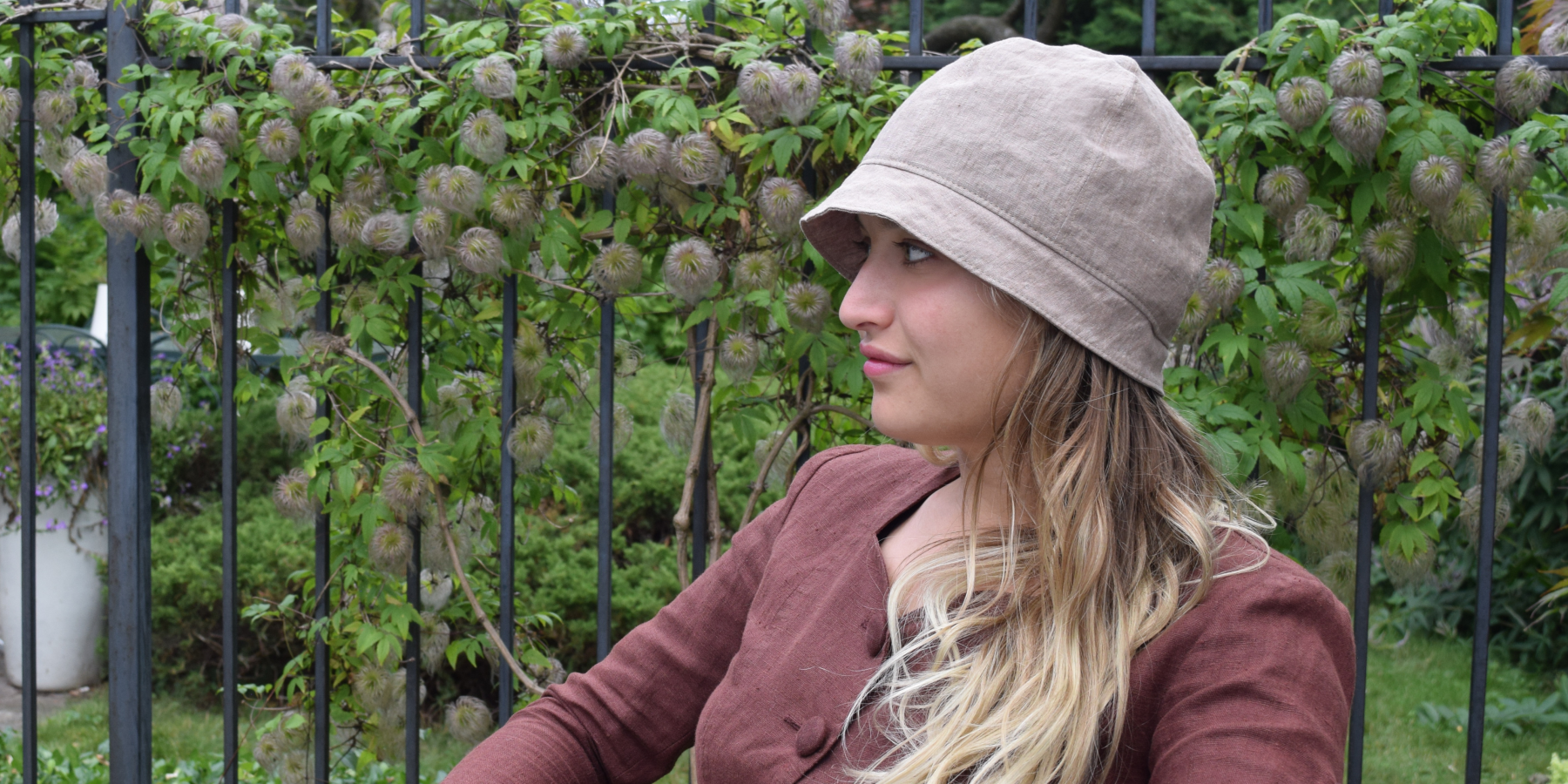 Hemp Cloche Sun Hat-Pretty face framing hat works well for hair loss or chemotherapy.  Hat provides full coverage of head and ears and is rated  UPF50+ excellent sun protection. It blocks 98% full spectrum UVA and UVB harmful radiation. Made in Canada by Puffin Gear