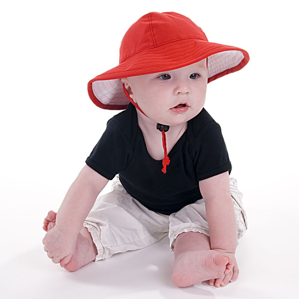 Infant UPF50+ Excellent Sun Protection Hat with Chin Tie and Safety Break away clip-Made in Canada by Puffin Gear