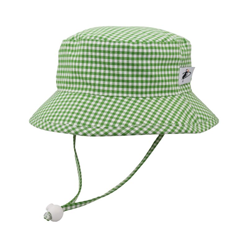 Puffin Gear Child UPF50+ Sun Protection Camp Bucket Hat-Made in Canada-Kelly Green Check