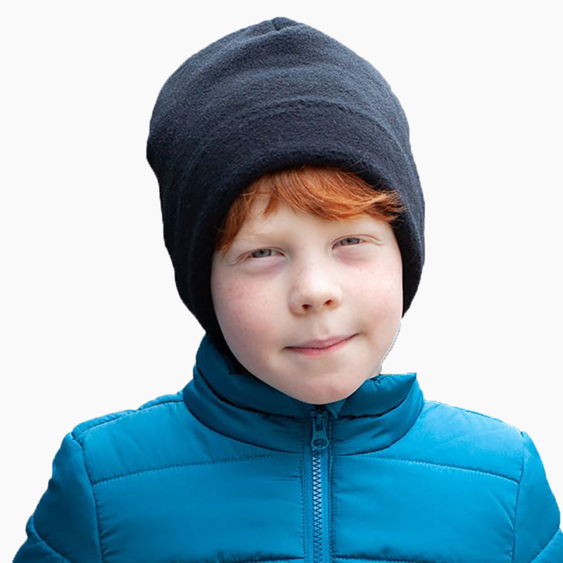 Polartec Fleece Kids Cold Weather Beanie or Toque-Machine Washable, Quick Dry, Durable-A winter basic for outdoor play-Made in Canada by Puffin Gear-Black Toque