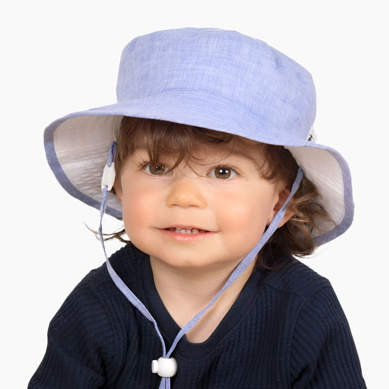 Kids Summer Day Linen Camp hat-machine washable-lightweight comfort your kids will love-made in canada by puffin gear-upf50 sun protection-machine washable
