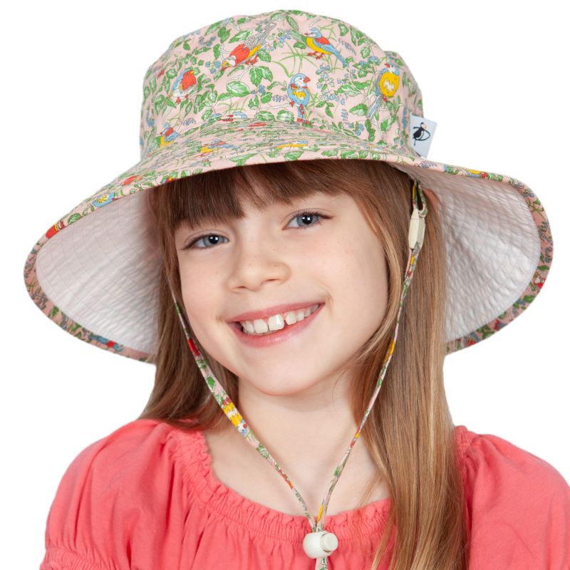 Liberty of London Cotton Print Child Wide Brim Sunbaby Hat-UPF50-Made in Canada by Puffin Gear-Hedgerow Chorus