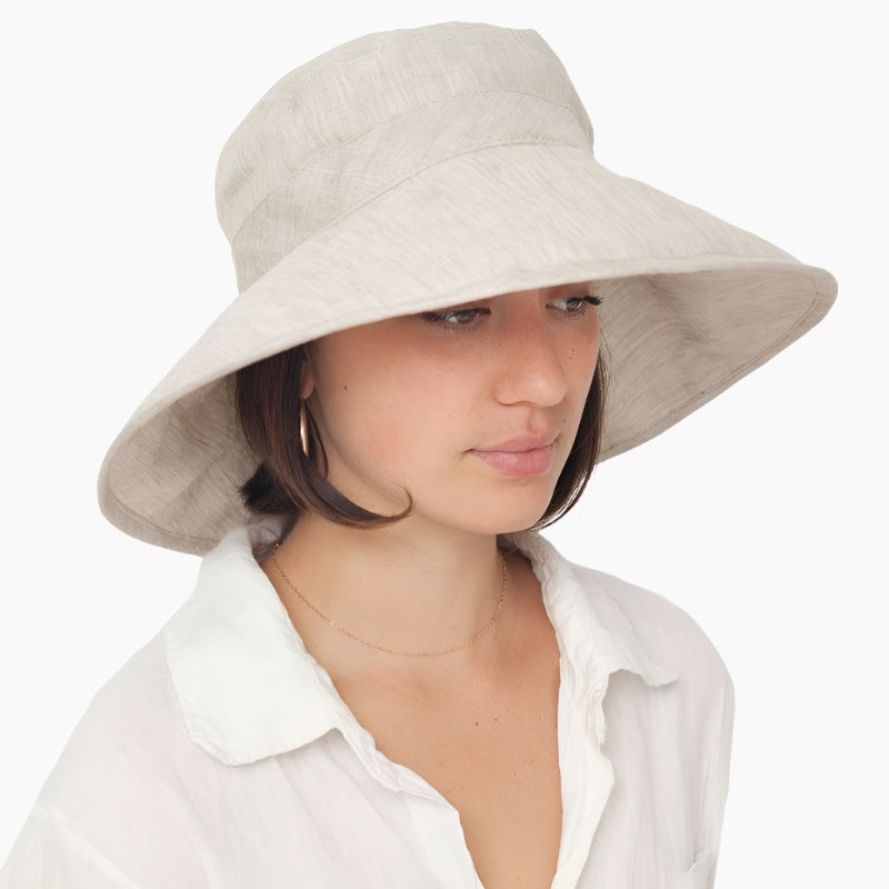 Linen Chambray Wide Brim Hat | UPF50+| Summer Hat | Made in