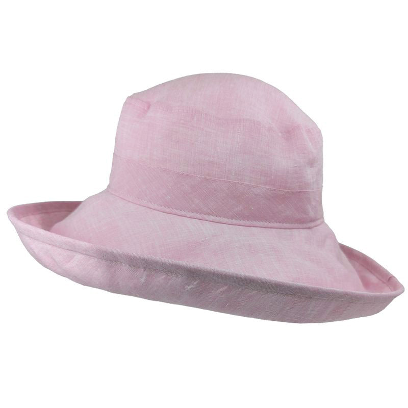 Pink Linen Chambray Wide Brim Sun Protection hat-UPF50 Made in Canada by puffin gear