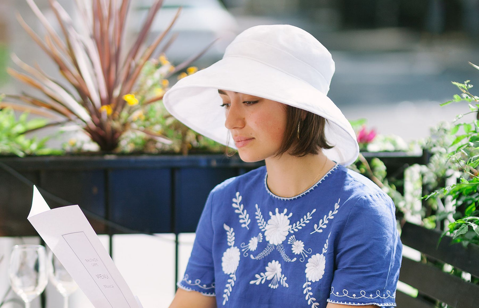 Fern Print Linen Sun Hat With Natural Linen Women's Sun Hat, Sun