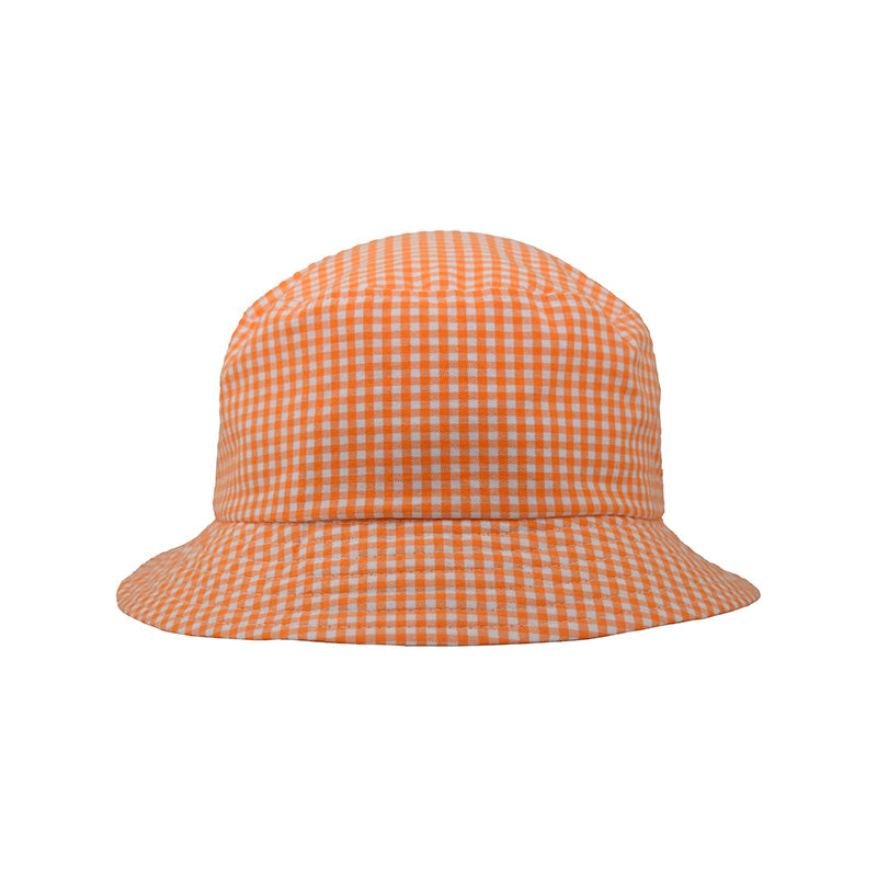 Orange Check Cotton Bucket Hat-UPF50 Sun Protection-Made in Canada by Puffin Gear
