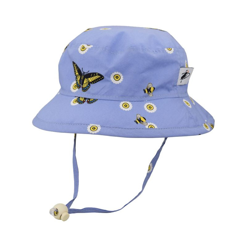 organic cotton print camp hat-butterfly and bumble bee print-upf50 sun protection-made in canada by puffin gear