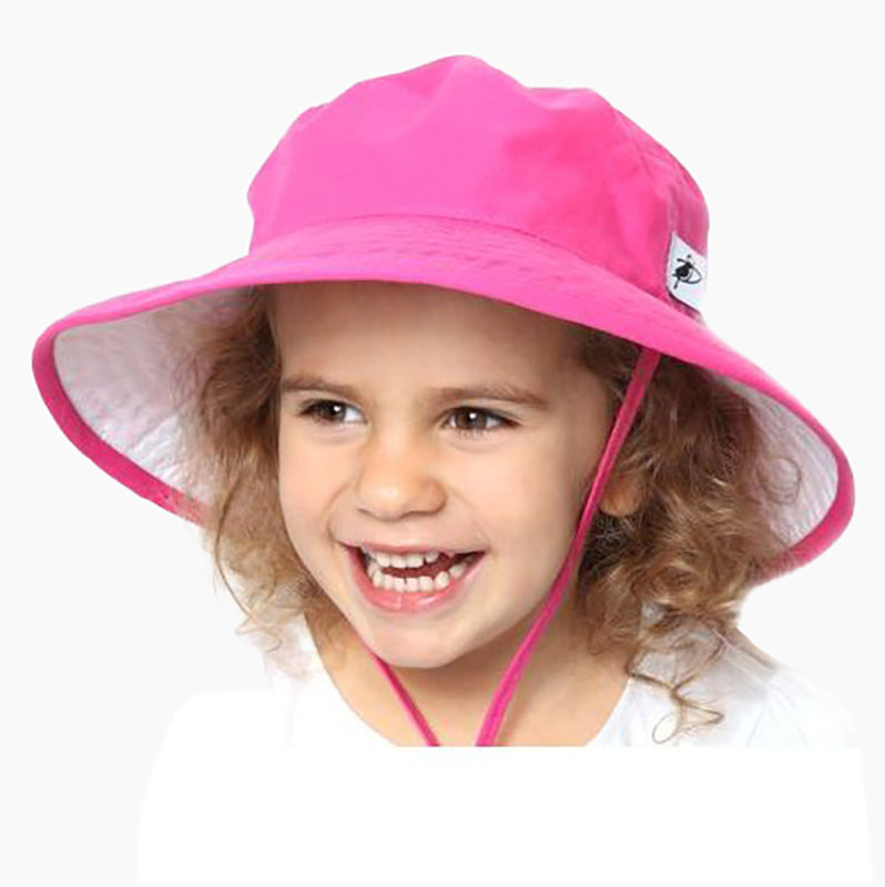 Organic Cotton Solid colour Child Wide Brim Sun Hat-UPF50 Sun Protection-Made in Canada by Puffin Gear-Azalea